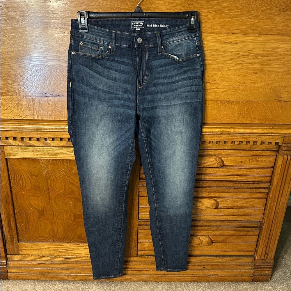 Signature by Levi Strauss Gold Y2K Indie Mid-Rise Skinny Jeans Dark‎ Wash Denim